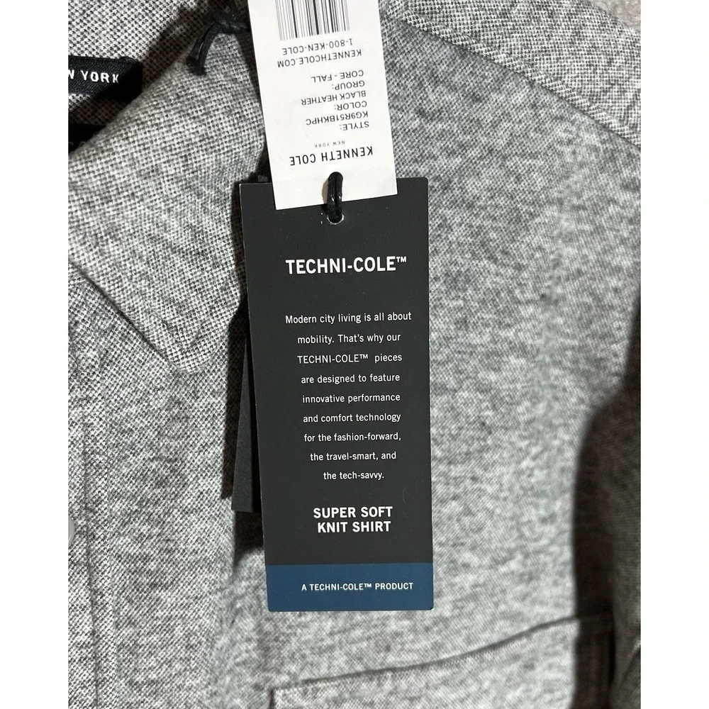 Kenneth Cole Mobility Super Soft Knit Button Up Shirt Mens Sz XL Techni-Cole New
